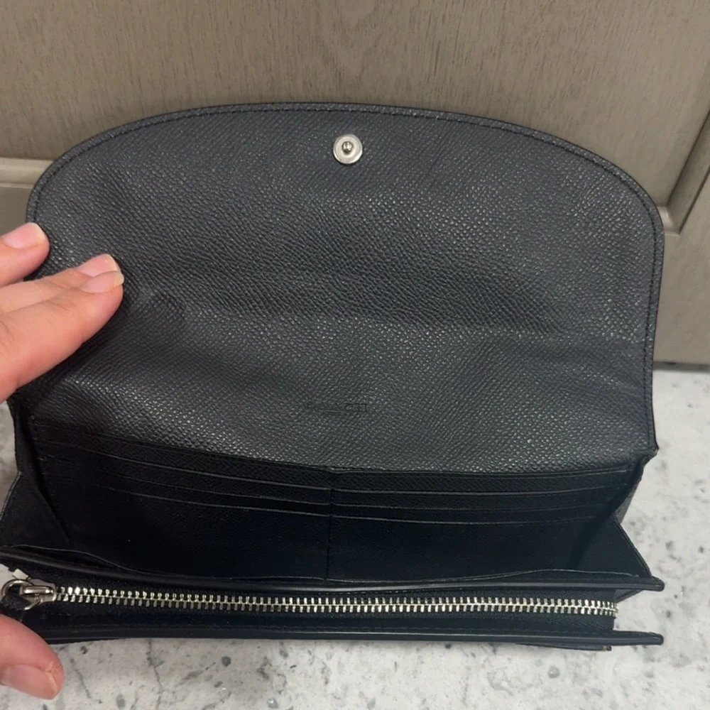 Coach Black and Gold Textured Envelope Wallet AUTHENTIC